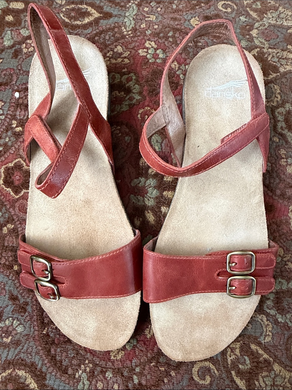 Dansko Rebekah coral leather waxy burnished sandals size EU 39 EUC - Picture 6 of 9